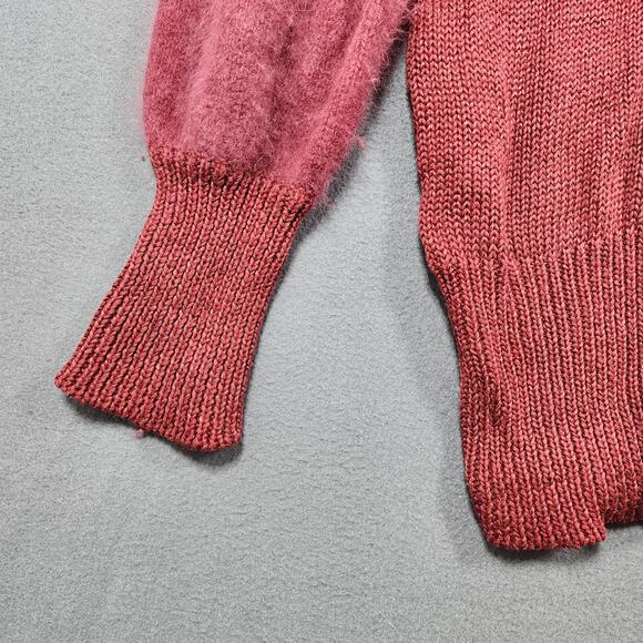 Vintage 80s Shannan Womens Sweater Large Angora Wool Garnet Red Sequin Beaded - Picture 7 of 10